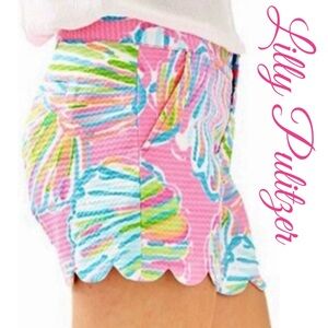NEW Lilly Pulitzer Beach Pink Pout Shellabrate Buttercup Shorts Size 12 NWOT